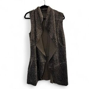 Altar'd State gray waterfall vest cozy faux fur sleeveless cardigan XS